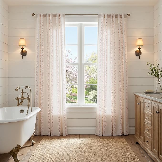 Cathy Linen Floral Curtains for Living Room Privacy Curtains 96 inch Length Set - Image 7