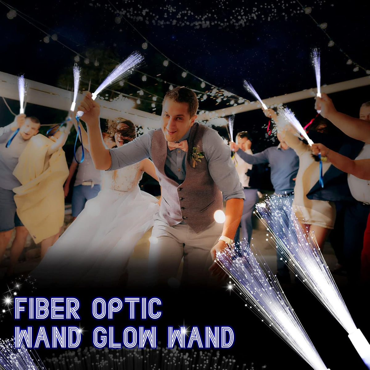 100 Pcs White Fiber Optic Wands Bulk Wedding Sparklers Party Favors LED Light Glow Sticks with 3 Modes Long Flashing Glow for Birthday Wedding Bridal Shower Glow in the Dark Party Favors