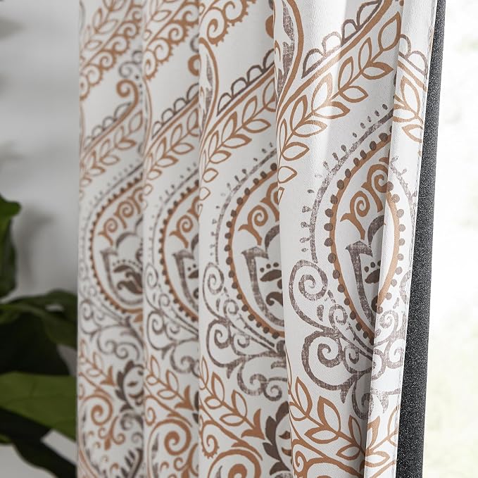 jinchan Blue Blackout Curtains 63 Inch Damask Vintage Grommet 2 Panels | Room - Image 8