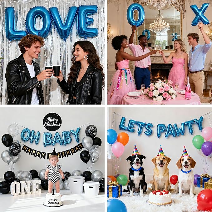 36 Pcs Blue Letter Balloons, Custom A-Z Set - Image 6