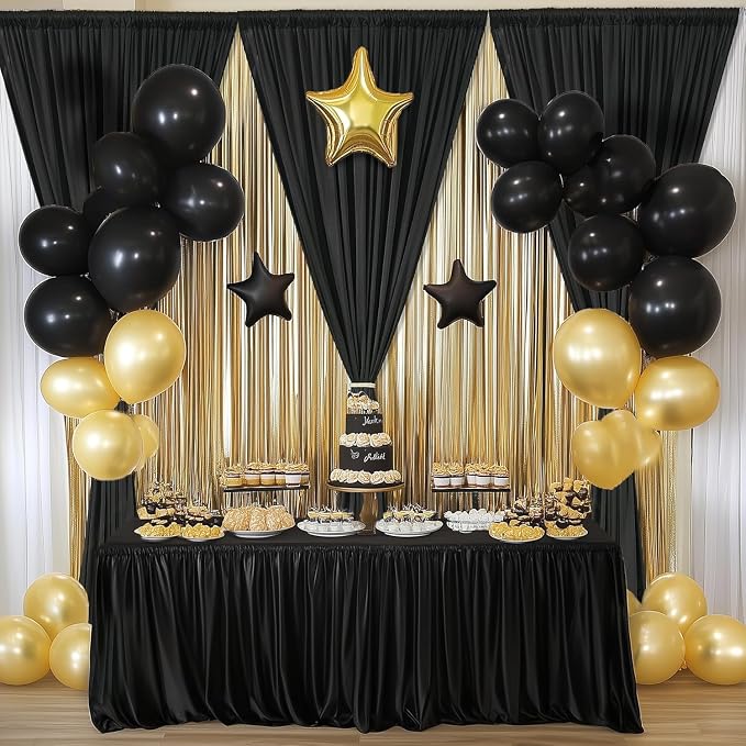 50ftx12 ft Wrinkle Free Black Backdrop Curtain - Image 9