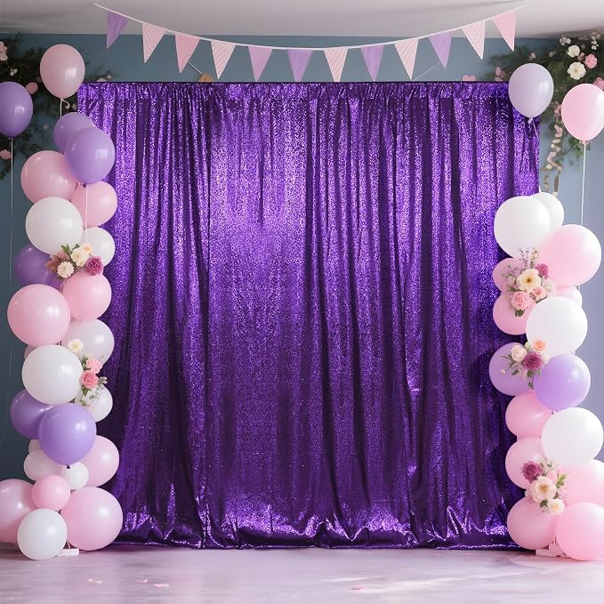 SquarePie 7x7ft Purple Sequin Backdrop, High Density Non-Transparent Glitter - Image 4