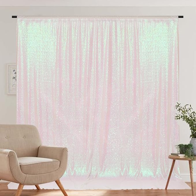 PartyDelight Iridescent White Sequin Backdrop 20x10ft Shimmer Photo Curtain | 4 - Image 4