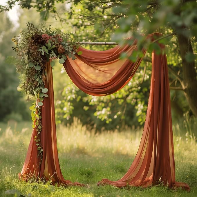 Wedding Arch Draping Fabric Backdrop Drapes 2 Panels, Terracotta | 28.7"x20FT - Image 3