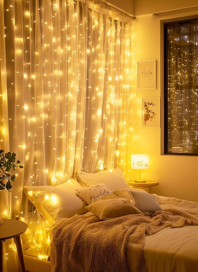 Brightown 300 LED Fairy Curtain Lights, 9.8ft x 9.8ft String Lights | USB Plug - Image 4