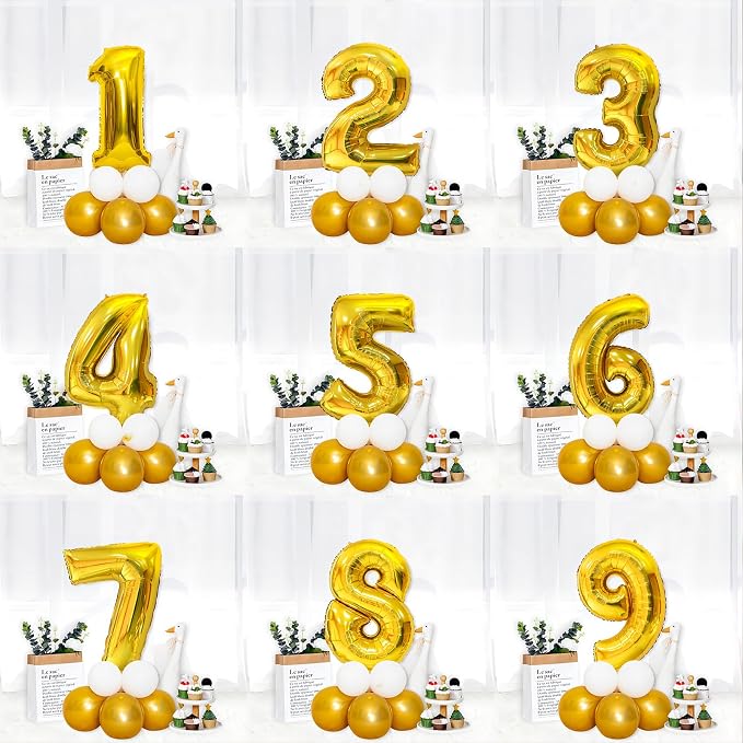 Gold Number Balloons Birthday Balloons - Image 6