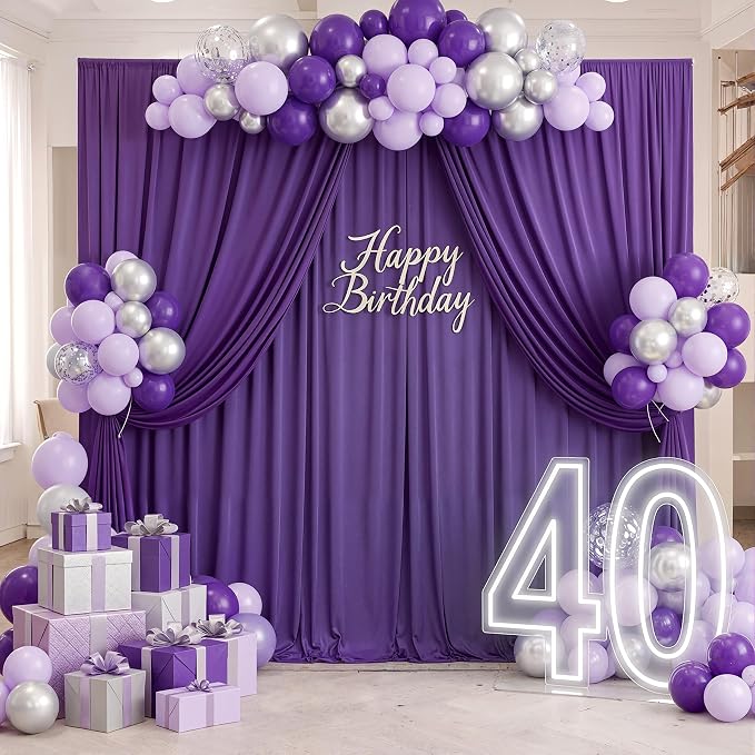10ft x 10ft Wrinkle Free Purple Backdrop Curtain - Image 7