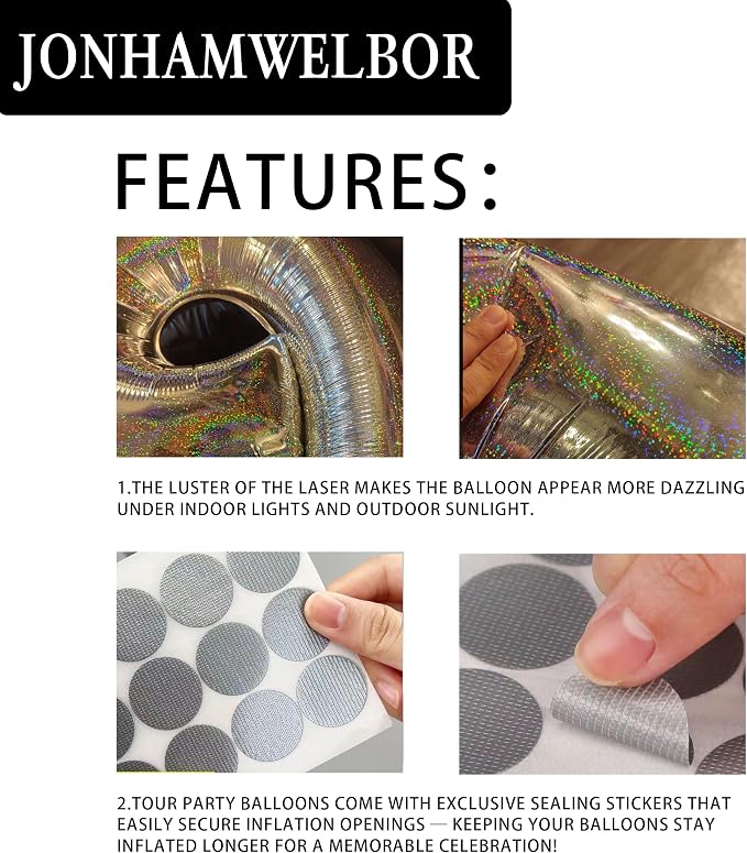Jonhamwelbor 40 Inch Laser Silver 4 Balloon Number Foil Mylar Giant Balloon - Image 4
