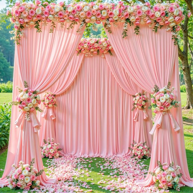 6 Panels Blush Pink Backdrop Curtains - Image 5