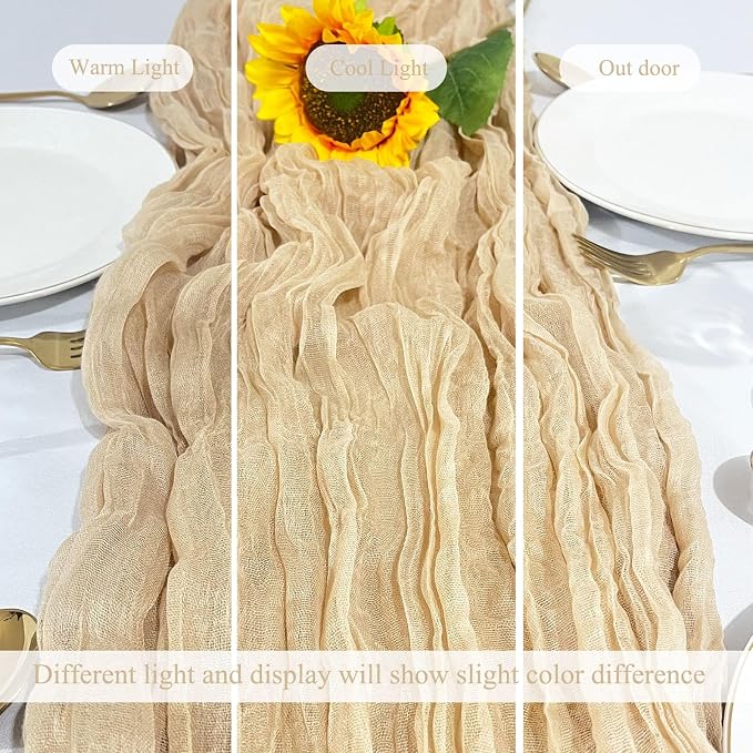 12Pack Beige Cheesecloth Table Runner 20x120inch Gauze Table Runners | Boho - Image 6