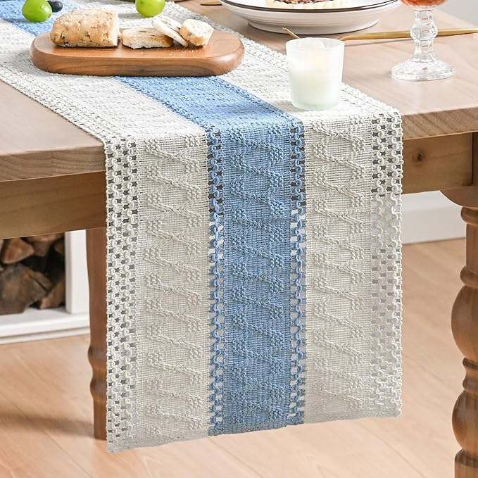 Artoid Mode Sky Blue Farmhouse Rustic Table Runner 12x48 Inch | Seasonal by ArtoidMode