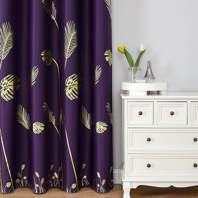 Purple Curtains Blackout Thermal Insulated Window Curtains Drapes - Image 2
