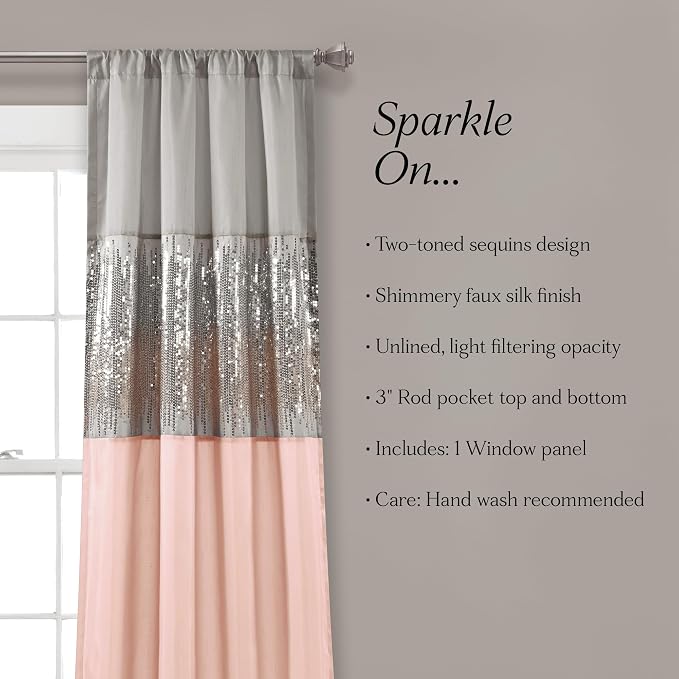 Lush Decor Night Sky Window Curtain Panel, Single 42"W x 63"L Gray & Blush - Image 6