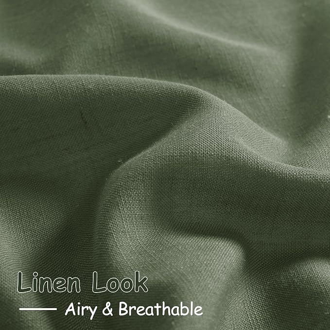 134 Inch Extra Long Curtain for Floor to Ceiling High Window Olive Green Linen - Image 4