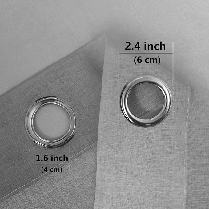DWCN Grey Ombre Faux Linen Short Sheer Curtains - Image 5