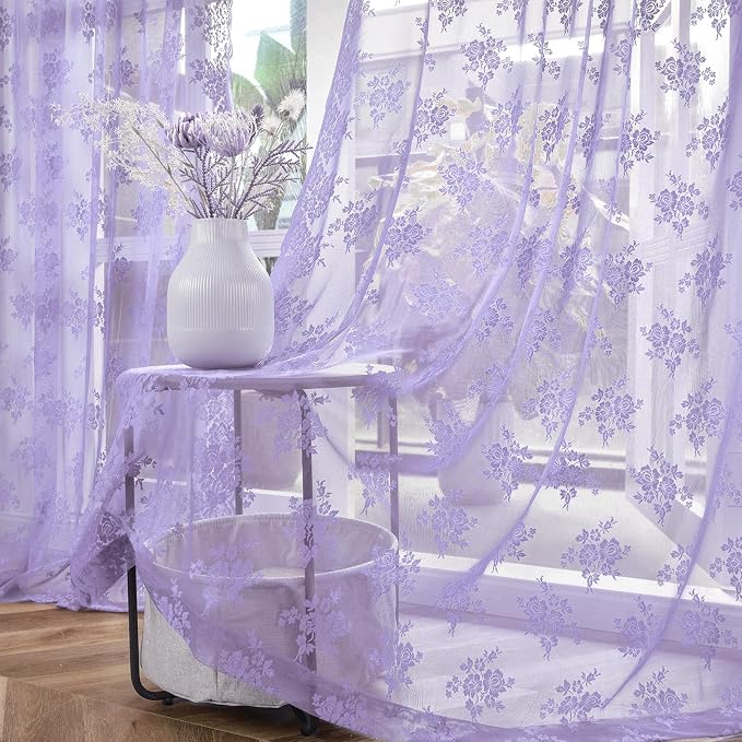 Kotile Light Purple Lace Curtains - Image 5