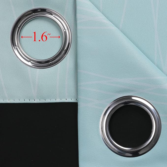 Aqua and Beige Blackout Curtains 102 Inch Length 2 Panels Set, Thermal - Image 7