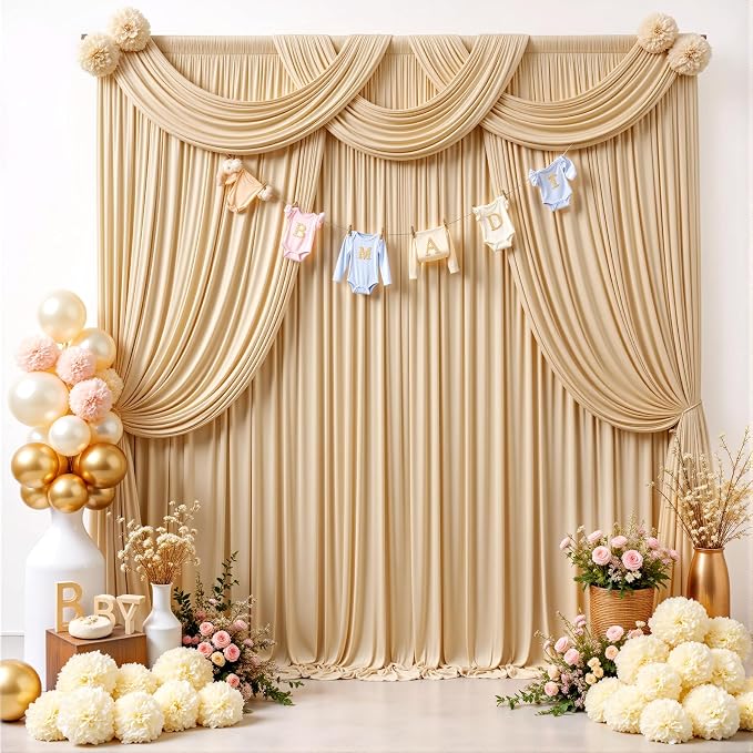 30ft×12ft Champagne Backdrop Curtain - Image 9