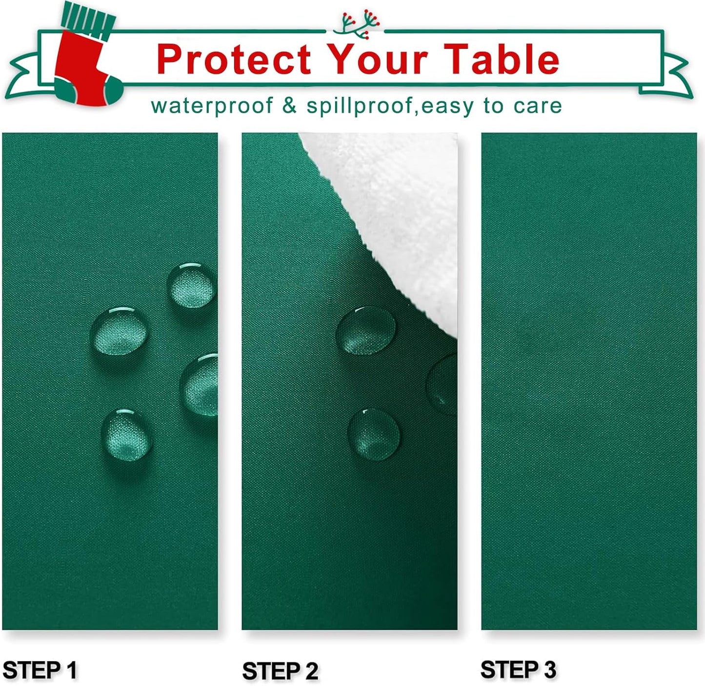 Hiasan Square Tablecloth - Waterproof Washable Polyester Table Cloth for Dining Room Birthday Party, Emerald Green, 30 x 30 Inch