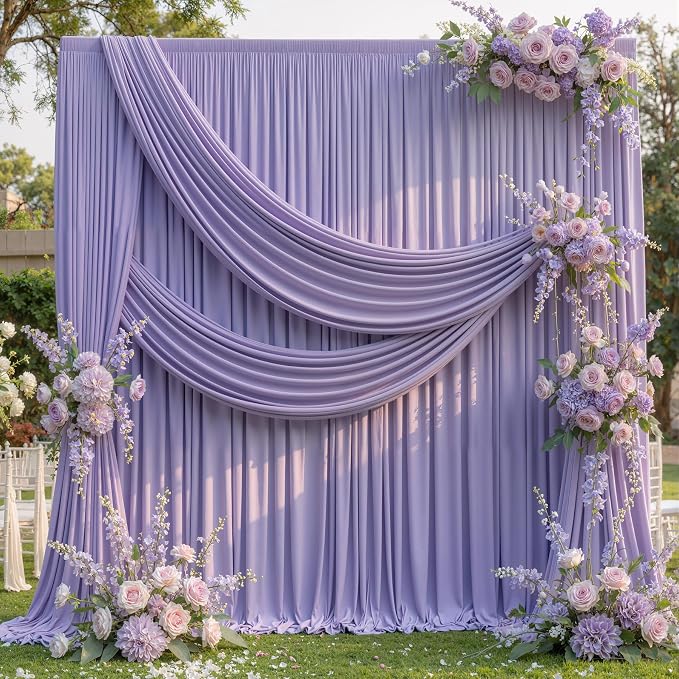 40ft x 10ft Wrinkle Free Lavender Backdrop Curtains - Image 3