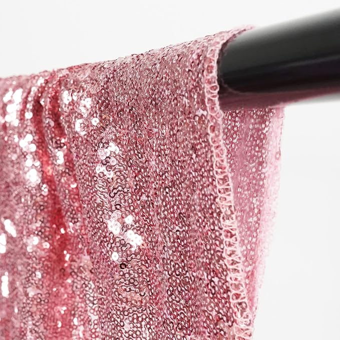 Poise3EHome Fuchsia Pink Sequin Backdrop Curtains, 2 Panels 2FTx8FT Glitter - Image 4