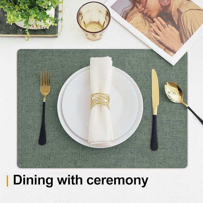 Homaxy Cloths Placemats for Dining Table Set of 4, Cotton Linen Blend Table Mats - Image 4