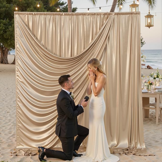 gogoparti 20x10FT Champagne Gold Sequin Backdrop Curtain - Image 7