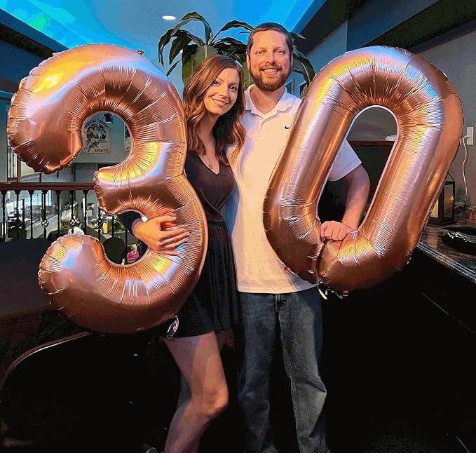 8 Balloon - Rose Gold Birthday Number Balloons, 40 Inch Party Decorations | - Image 7