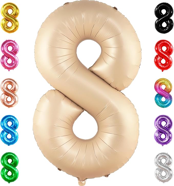 KatchOn Caramel Number 8 Balloon 40 Inch | Number 8 Balloons by KatchOn
