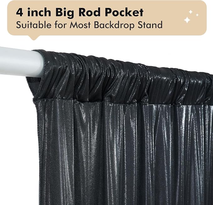 30ftx10ft Shimmer Black Sequin Backdrop Curtain - Image 7