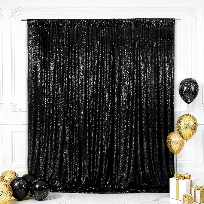 Eternal Beauty Black 3mm Sequin Backdrop 8x8 Ft by EternalBeauty