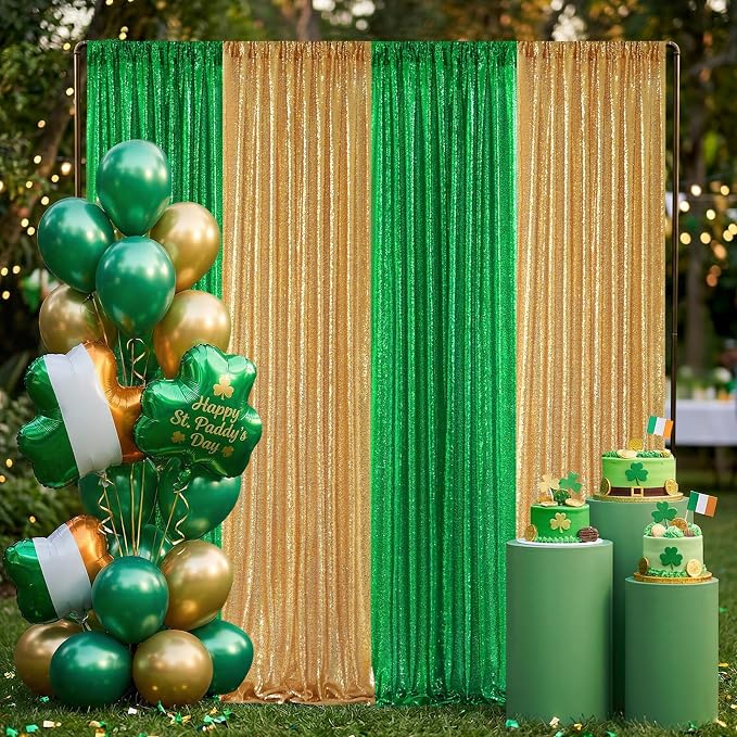 Green Sequin Backdrop Curtains-2 Panels 3FTx8FT Green Backdrop - Image 4