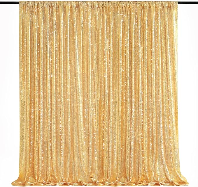 7ft x 7ft Gold Sequin Backdrop Curtain Glitter Photo Booth Backdrop | Glitter by QueenDream