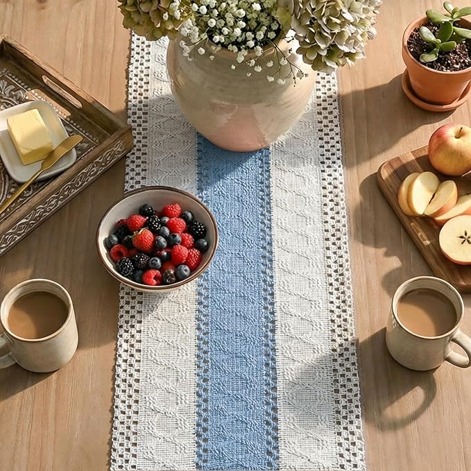 Artoid Mode Sky Blue Farmhouse Rustic Table Runner 12x90 Inch | Seasonal - Image 8