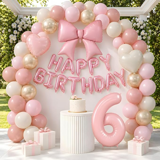 Dusty Pink Number 6 Balloon, 6th Birthday Decorations - Image 6