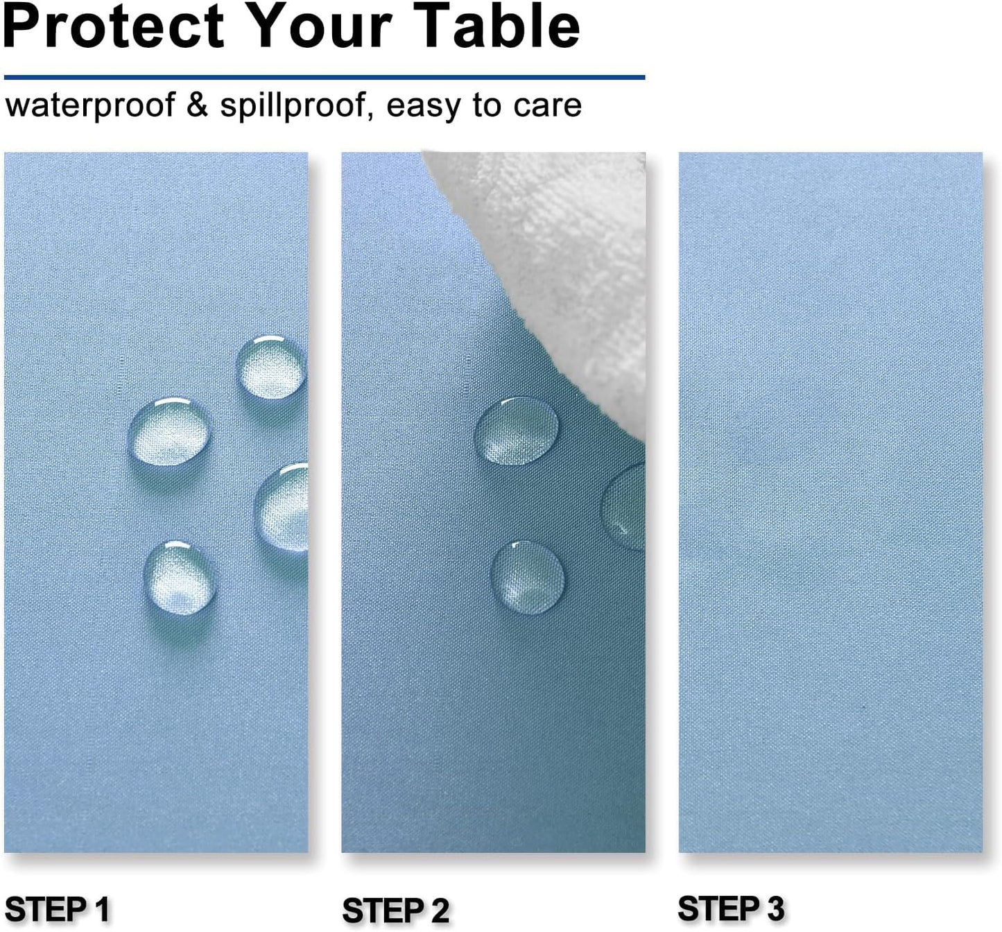 Hiasan Dusty Blue Square Tablecloth - Waterproof Spillproof and Wrinkle Resistant Washable Polyester Table Cloth for Dining Party, 54 x 54 inch