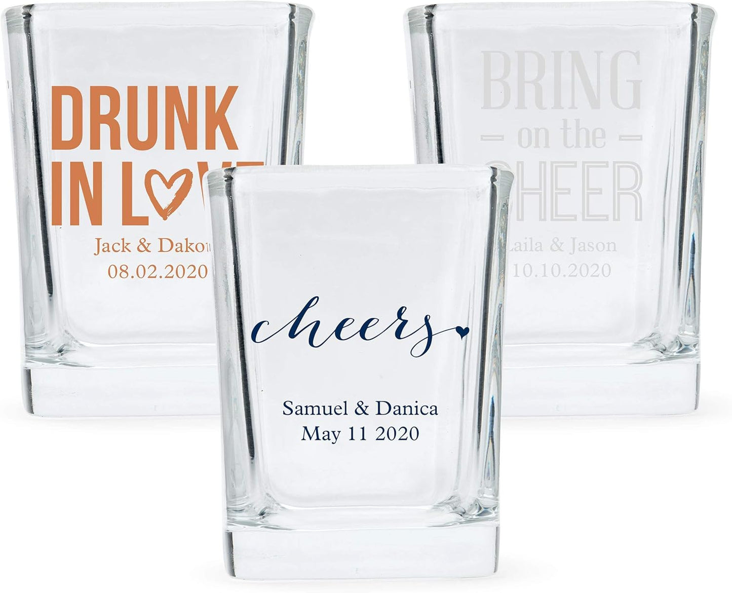 WEDDINGSTAR Personalized 2oz Square Shot Glass Customizable Full Color Print - 72 pack