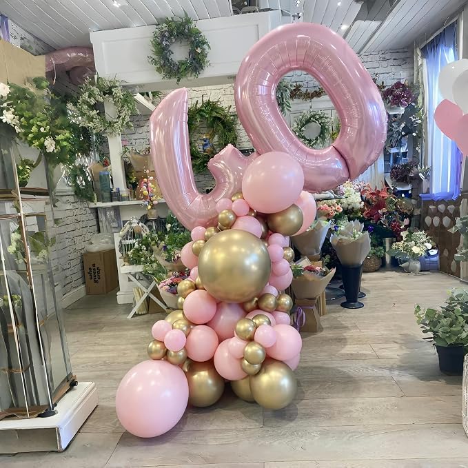 40" Balloon Number 0 Pastel Pink, Large Foil Pink Number Balloons Set 0-9 - Image 4