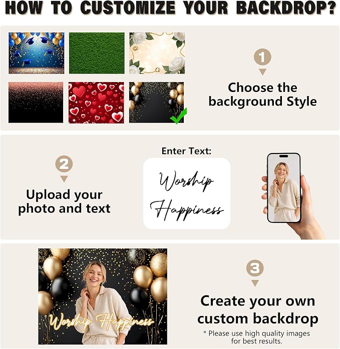 Custom Backdrop Personalized 5x8 Ft, Customized Photo Backdrop Banner - Image 2