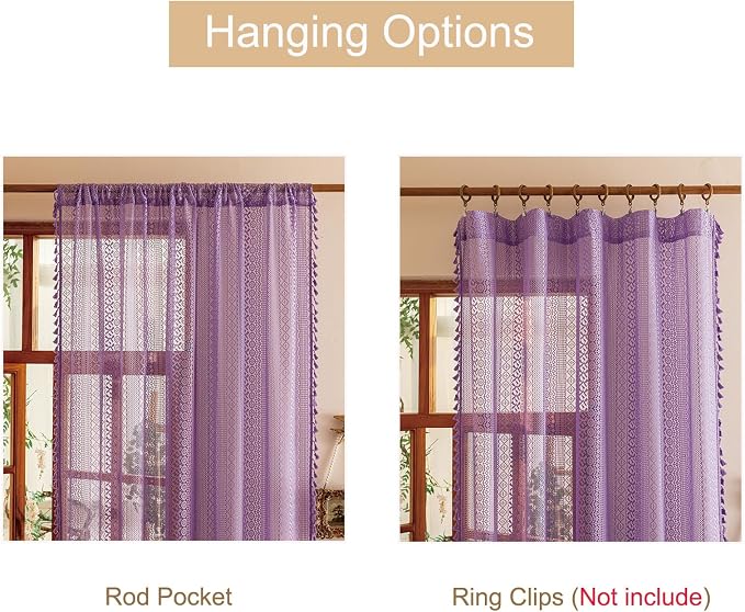 Sutuo Home Lavendar Boho Lace Curtains - Image 4