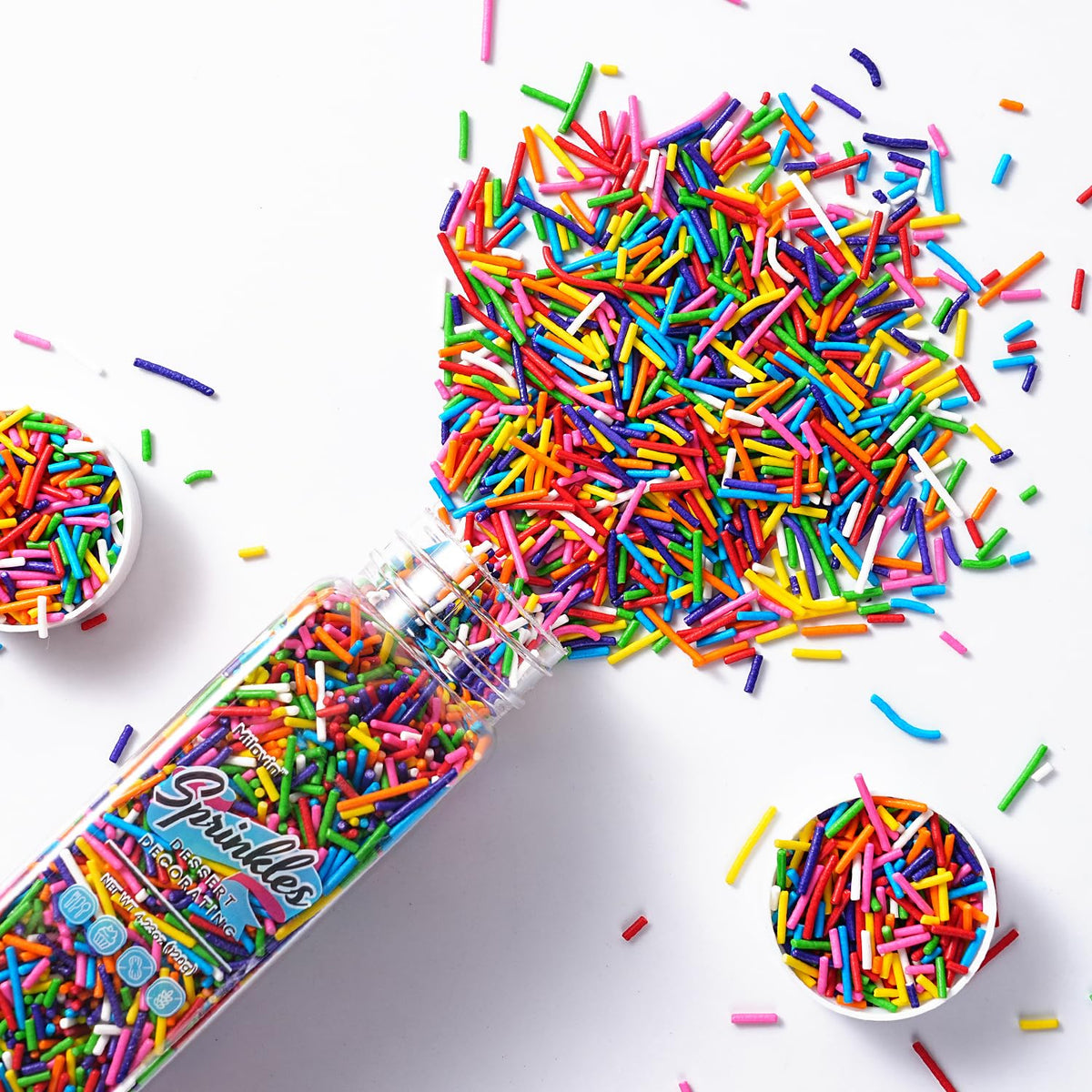 Edible Rainbow Sprinkles for Cake Decorating, 4.23oz Jimmies Sprinkles, Jimmies for Cookies, Cake Decorations, Ice Cream Toppings, Cupcakes(120g)