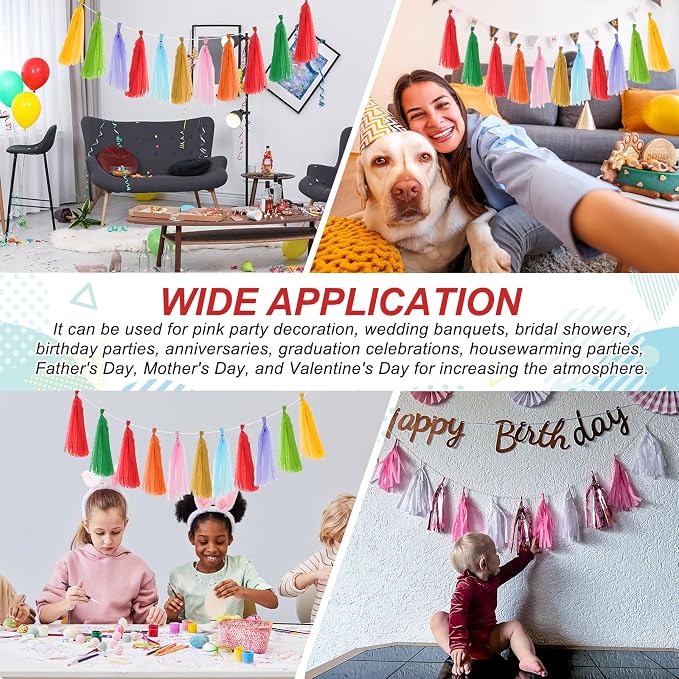 MECCANIXITY 40Pcs Tassel Garland Banner Tissue Paper - Image 6