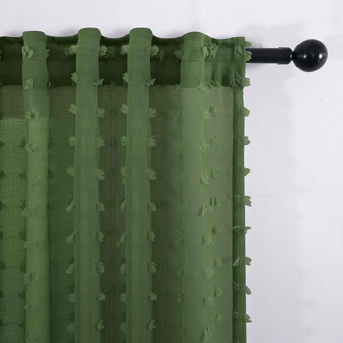 KOUFALL Dark Olive Green Boho Curtains - Image 6