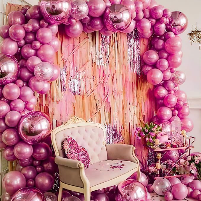 PartyWoo Metallic Hot Pink Balloons 50pcs Dark Pink Magenta Fuchsia Color | 12 - Image 6