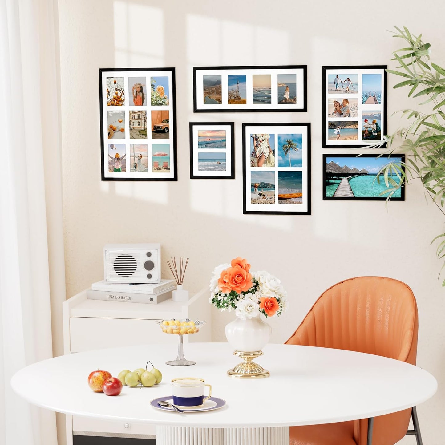 Vittanly 14x20 Collage Picture Frame, Displays 9Pcs 4x6 Pictures with Mat, Picture Frames Collage Wall Decor for Horizontal or Vertical Display, Black, 1 Pack