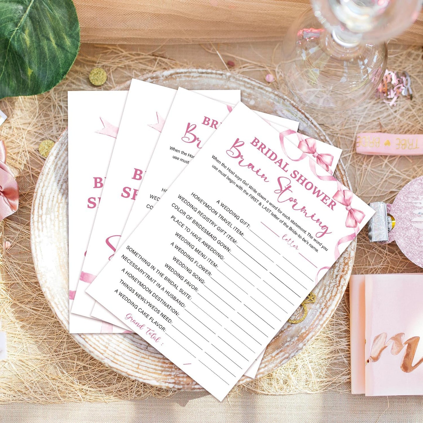 Bridal Shower Games 30 Guests, Bridal Shower Wedding Games for Reception, Rehearsal Dinner Engagement Party Activities Game Card/HL 006