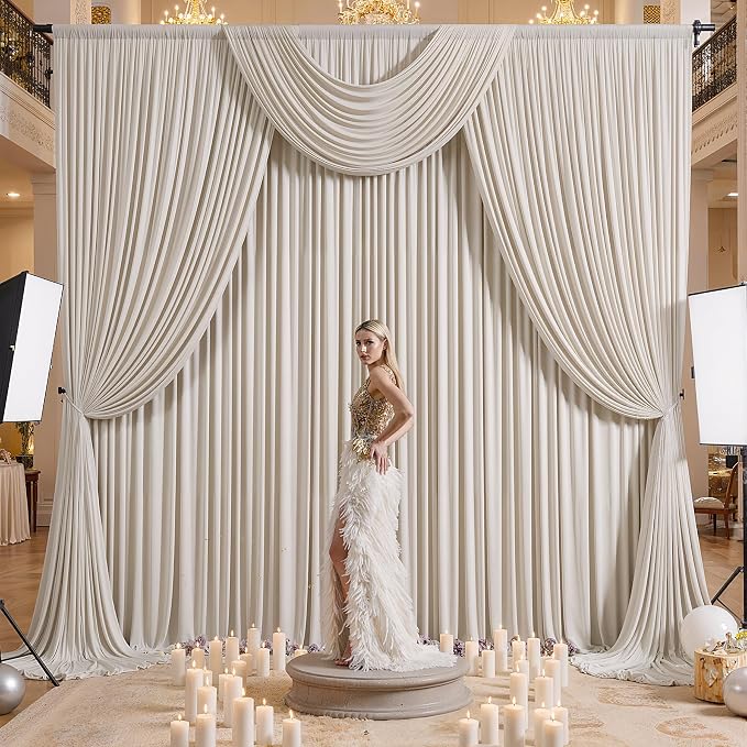 10×12ft Wrinkle Free Beige Backdrop Curtain - Image 9