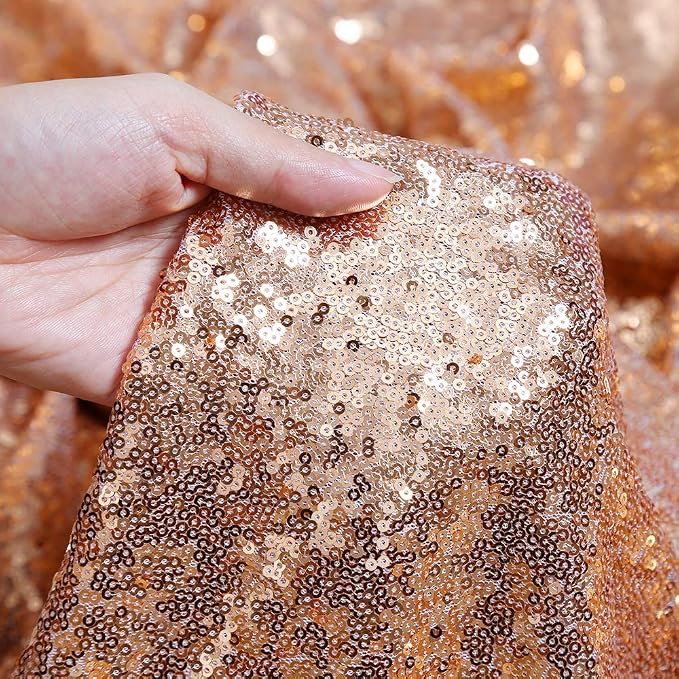 Poise3EHome Rose Gold Sequin Backdrop, 2 Panels 2FTx8FT Glitter Background - Image 8