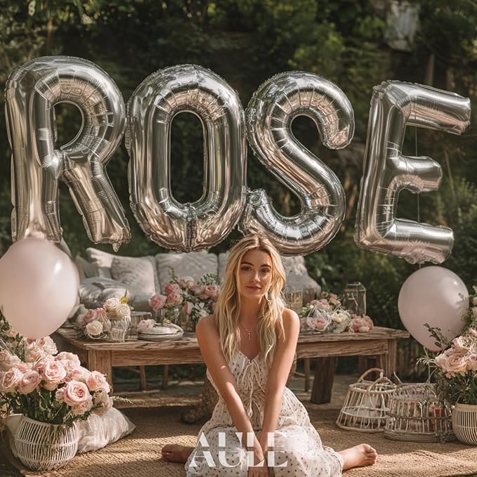 AULE 40 Inch Silver K Balloon Letter Foil A-Z Birthday Big Alphabet | Birthday - Image 5