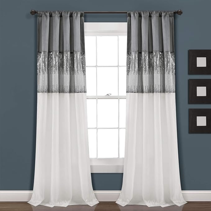 Lush Decor Night Sky Window Curtain Panel, Single 42"W x 95"L Gray & White by LushDecor